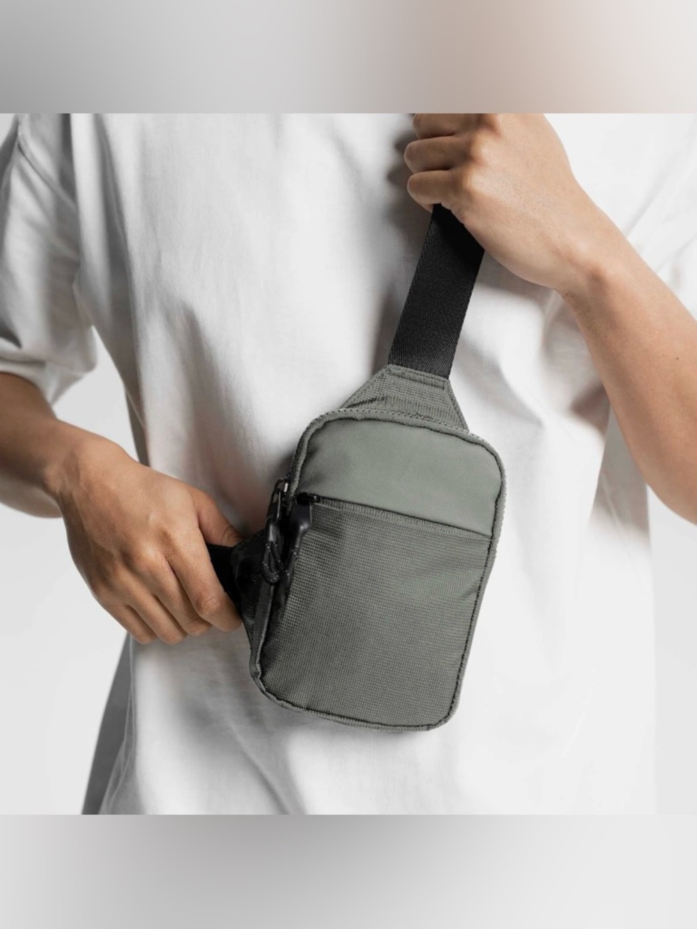 Unisex Crossbody Sling Bag - Olive Green - Picture 2 of 5